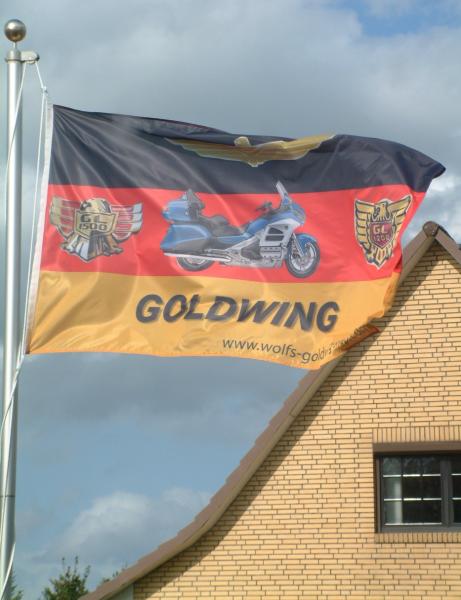 Goldwing Flagge Deutschland Bj. 01-10, 150 cm X 90 cm, mit Werbung wolfs-goldwing-shop.com